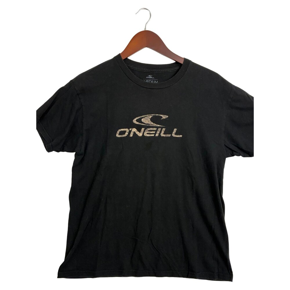 O'Neill Mens Medium Black Logo T Shirt Modern Fit Surf Skate Graphic Tee Cotton